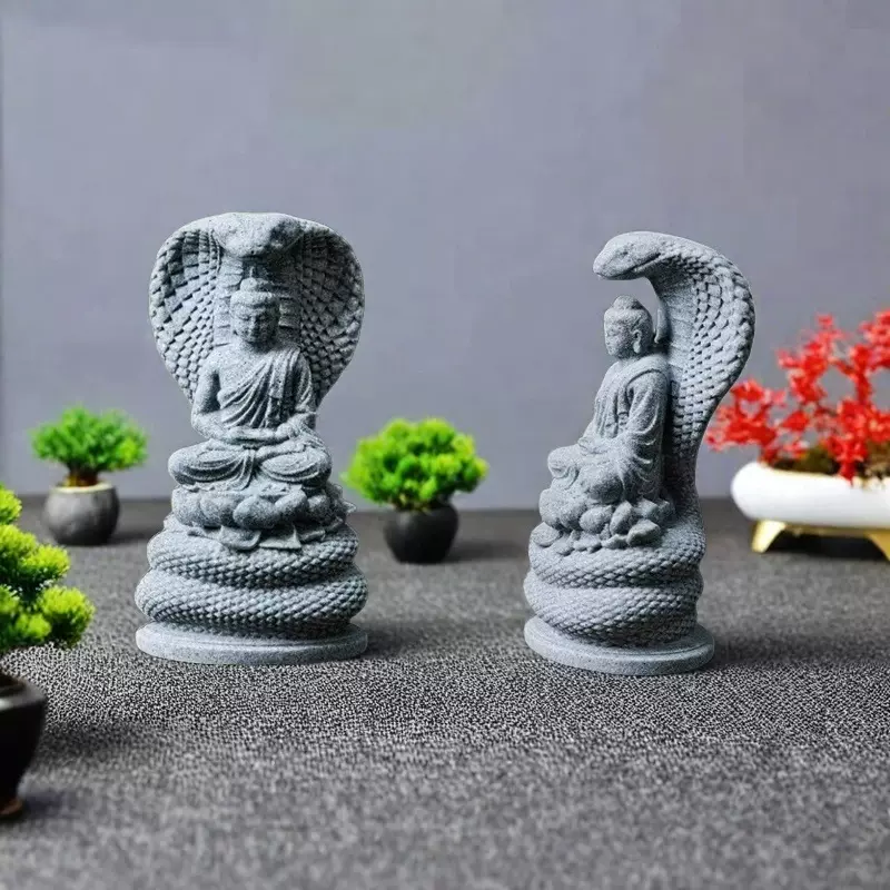 跨境南亚印度青砂石树脂蛇佛释迦摩尼佛像家居装饰摆件文玩精致