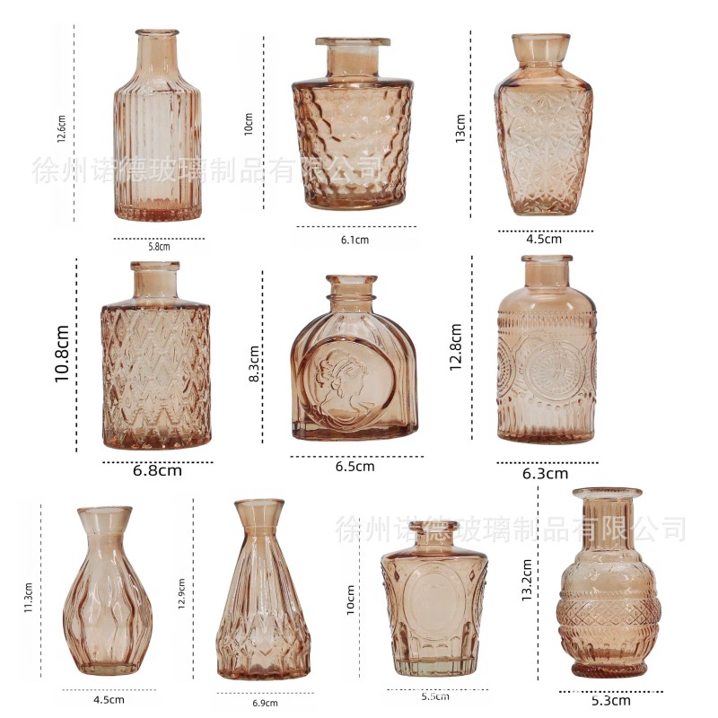 Градиентный цвет маленькая ваза для украшения стола украшения ароматерапевтические бутылки с цветочной водой чашки посуды Ретро рельефная стеклянная ваза партии