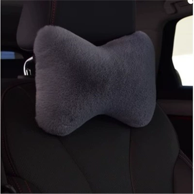 Car Plush Headrest Pillow, a Pair of Car Neck Pillows, Car Lumbar Pillows, Car Bone Neck Pillows, Car Supplies (Waist support) - grey-one-universal-headrest