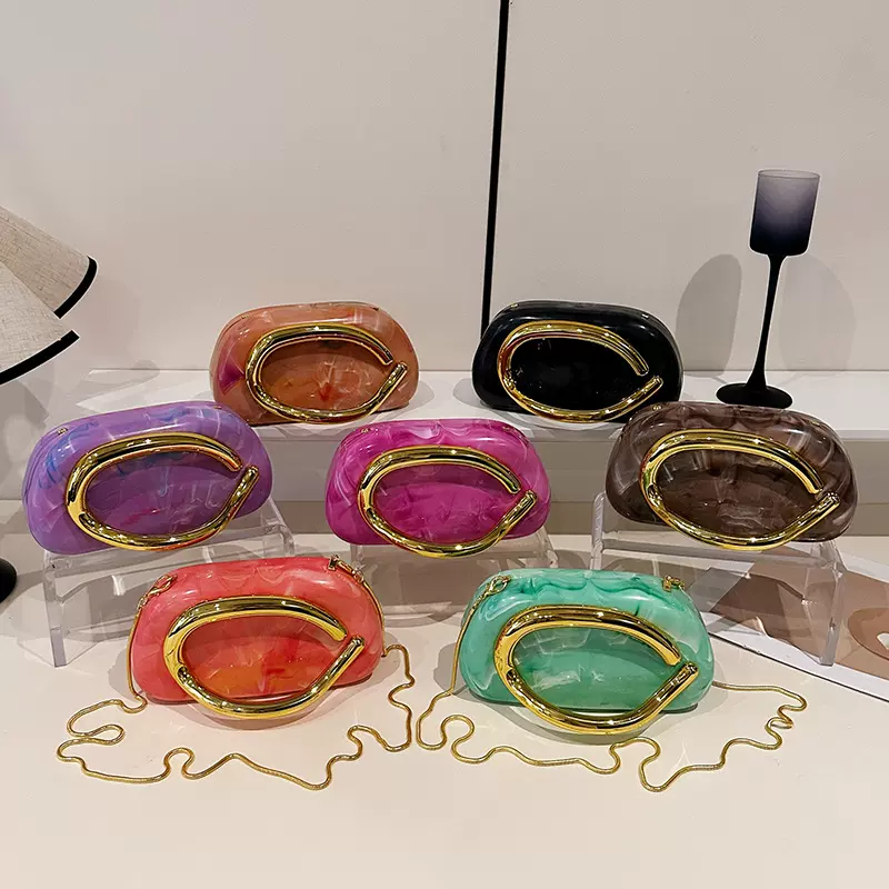 跨境亚克力盒子包时尚链条单肩包小众手拿晚宴包派对迷你斜挎包