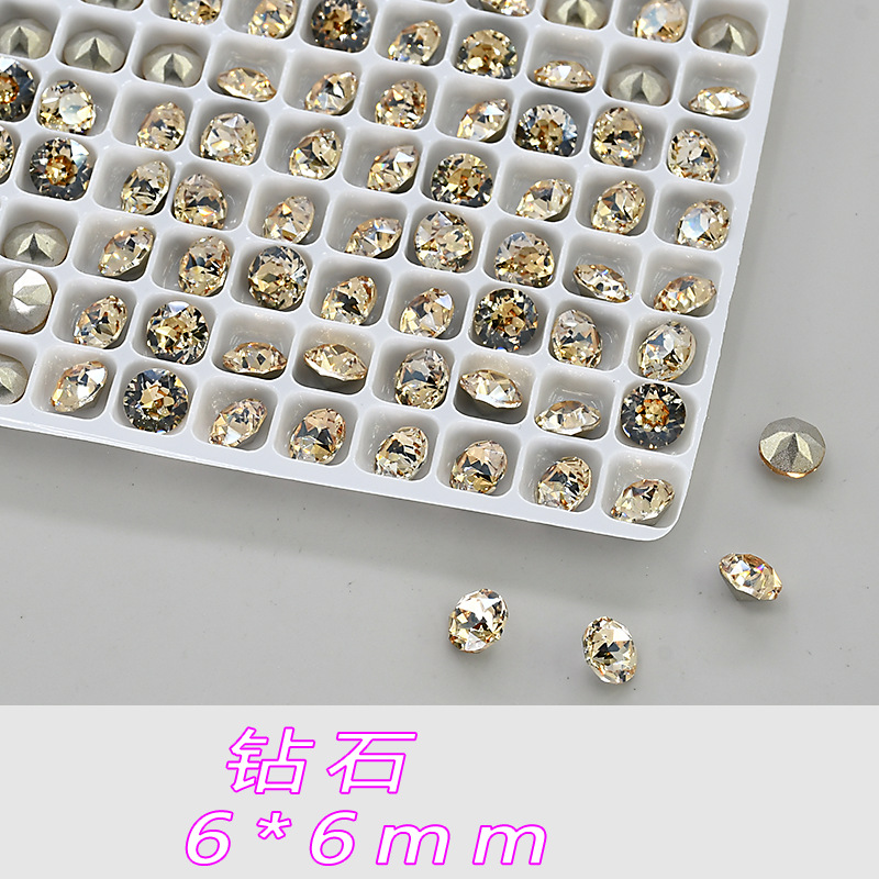 샴페인 다이아몬드 6*6mm--A487