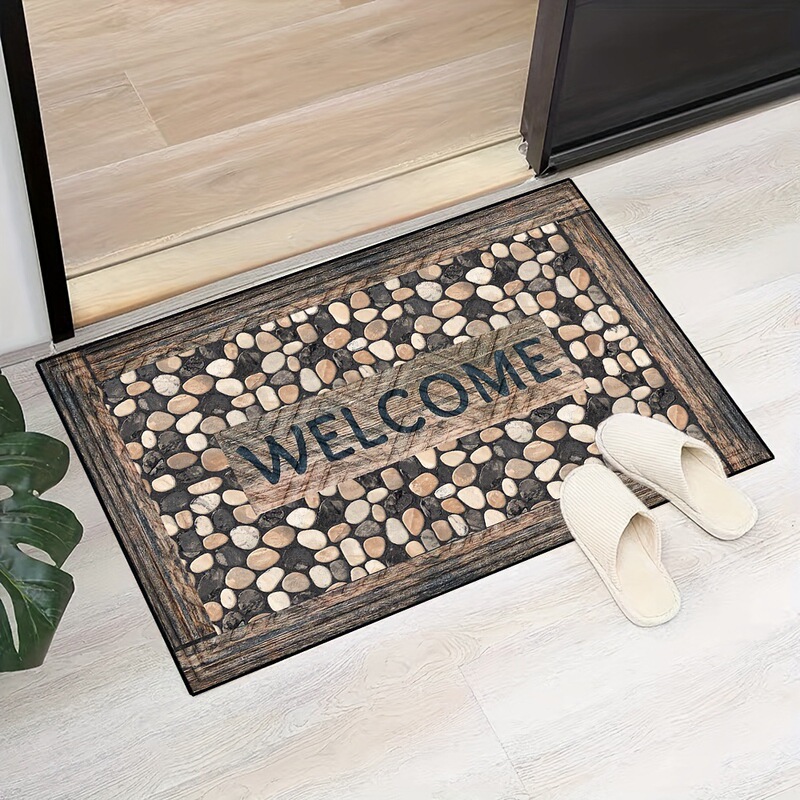 Indoor Outdoor Non Slip Doormat Wooden Stone Pattern门垫|undefined