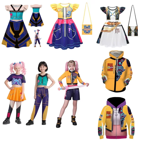 Halloween Demon Hunter Girls Group K-Pop Lumi Zoe Mila Same Style Anime Cosplay Costume 3D Digital Printing Factory Direct Sale