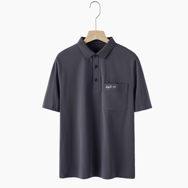 中年男性半袖純綿tシャツ夏poloシャツ吸汗通気性パパカジュアル上着ラペルtシャツ|undefined