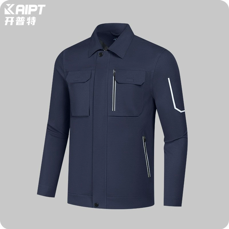 Мужская рабочая одежда для трансграничной торговли, весна-осень, с длинными рукавами, на молнии, однотонная, износостойкая спецодежда для ремонтных мастерских и заводов, куртки с возможностью индивидуального заказа.