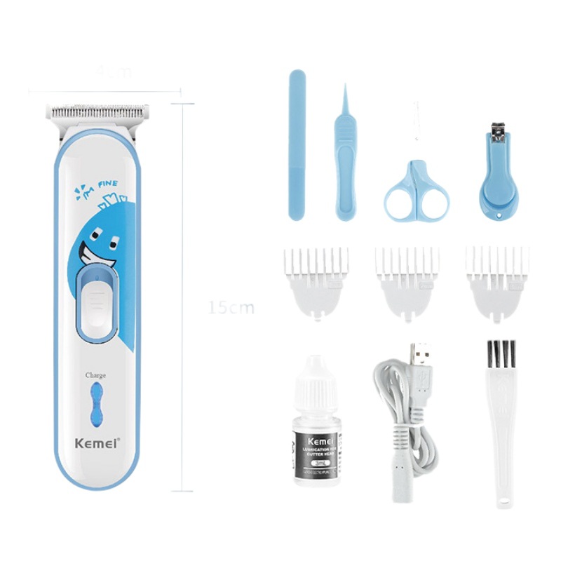 KEMEI Cortapelos para niños Kemei, pequeño mudo, cortapelos eléctricos ajustables para bebés, juego de herramientas de corte de pelo inteligente