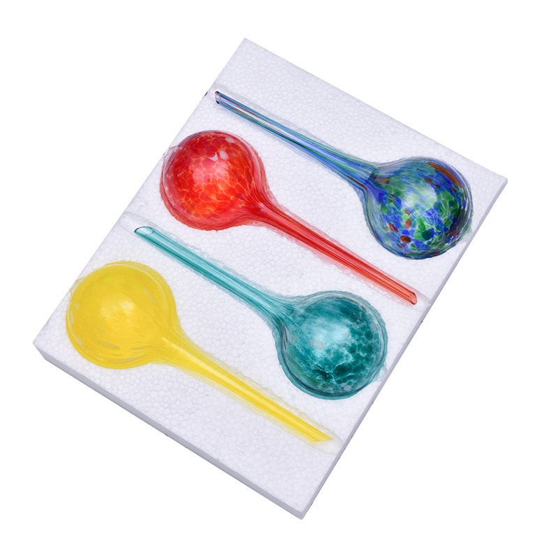 Perezoso riego de flores artefacto de vidrio de punto de color translúcido riego automático de agua por goteo para plantas verdes domésticas jardinería en maceta