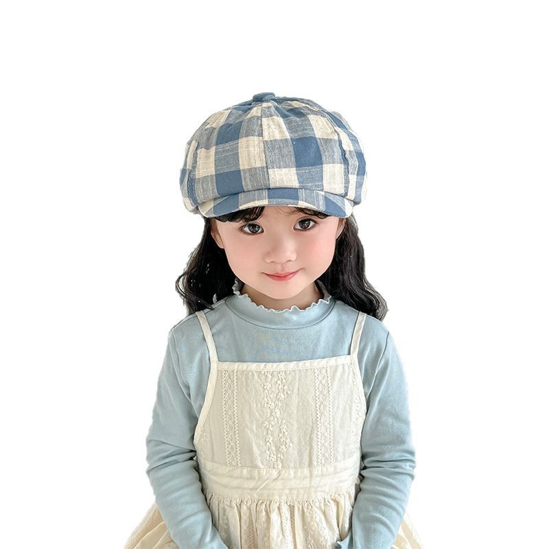 Boina infantil primavera y otoño arte extranjero periódico pintor sombrero para niños, niñas y niños, sombrero de boca de pato de ocho ángulos, sombrero de bebé