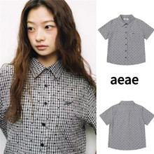 25款韩国aeae法式爱心田园风圆点格纹衬衣小清新俏皮可爱短袖衬衫
