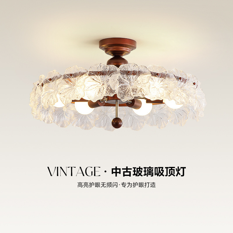 French Mid-Century Style Bedroom Lamps, American Retro Style Light Luxury and High-End New Crystal Dining Room Master Bedroom Ceiling Lamp
