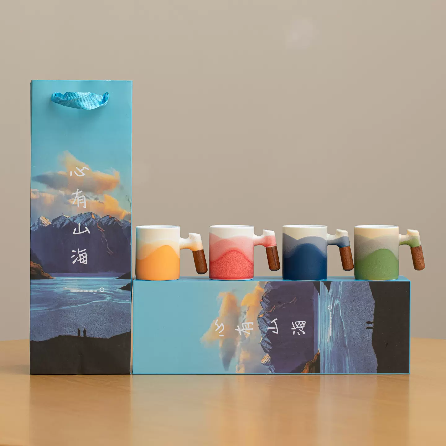 陶瓷渐变远山陶瓷主人杯个人专用单杯女士喝茶小杯子功夫茶品茗杯