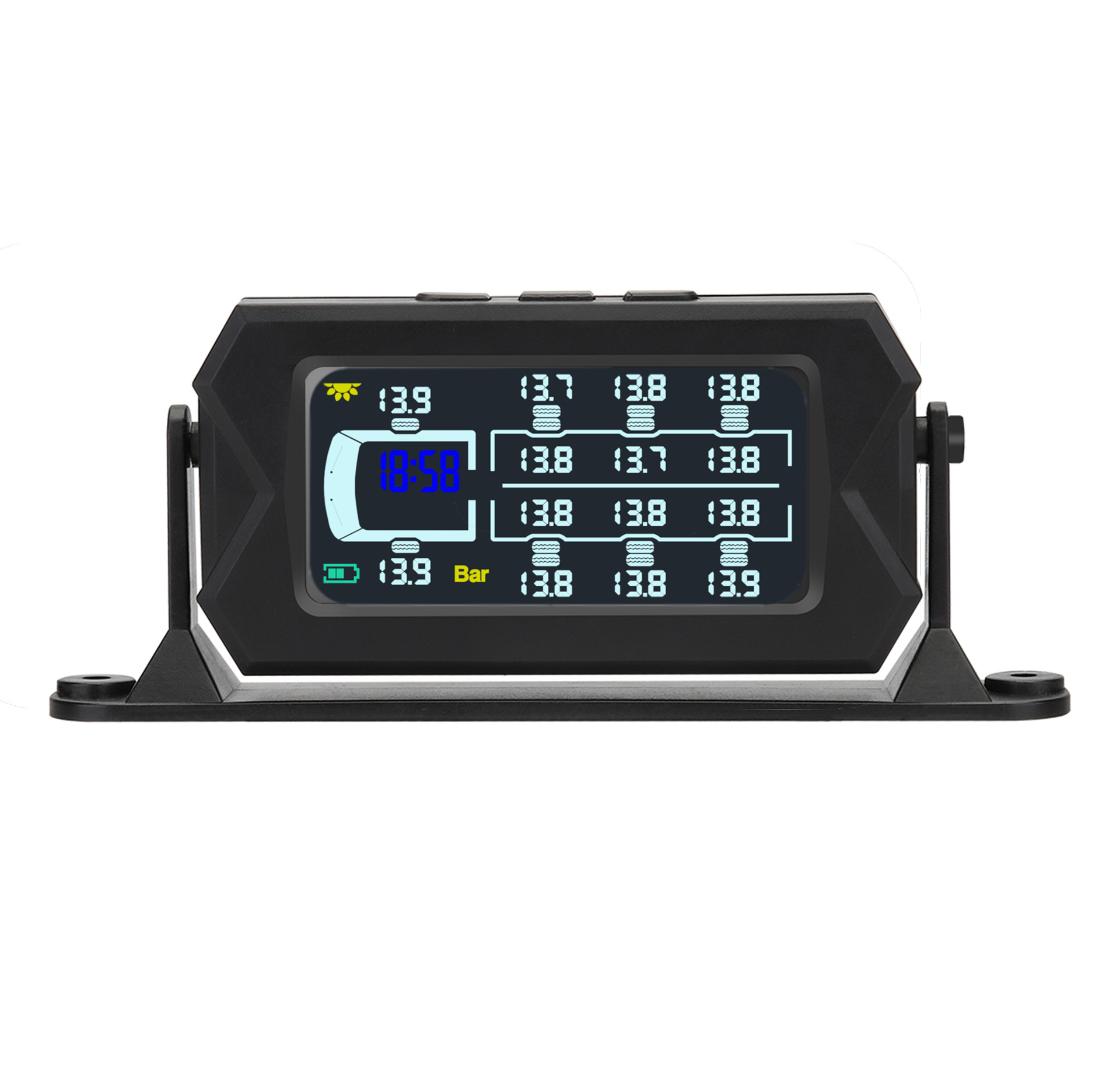 Truck Tire Pressure Sensor Monitor 6-14 Wireless Solar-Powered High-Precision External Universal Tire Pressure Tpms
