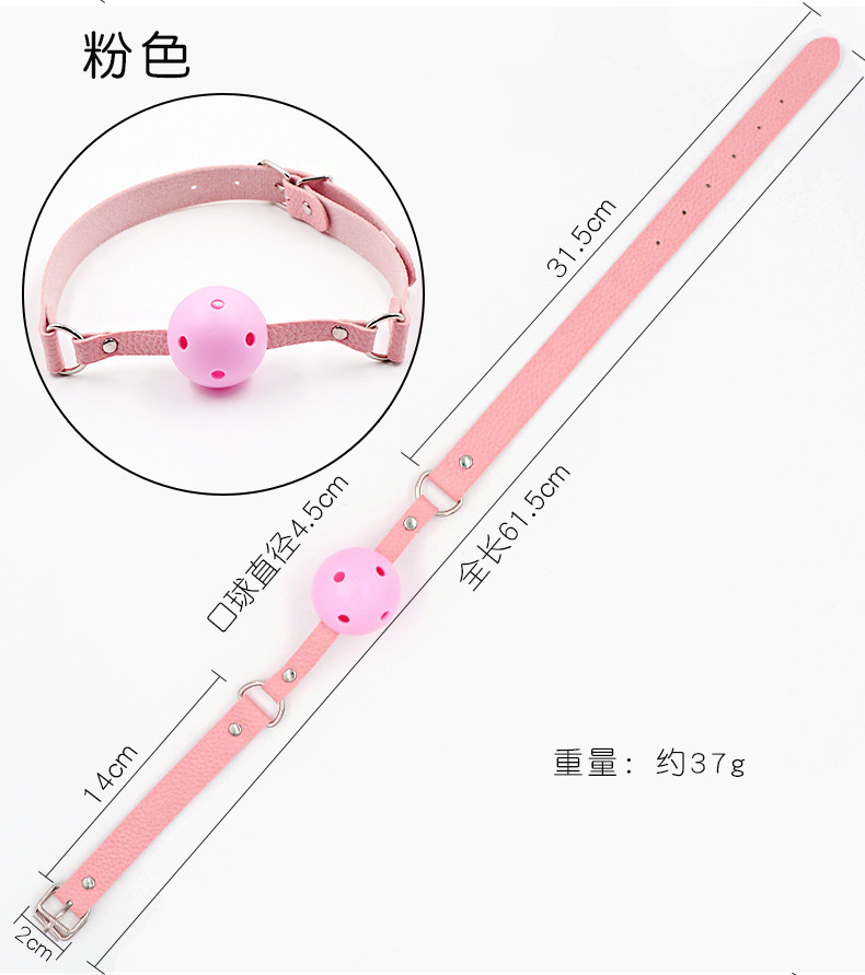 SM Mouth Ball Gag with Leather Strap and Silicone Mouth Plug for Adult Couples — detail image 10