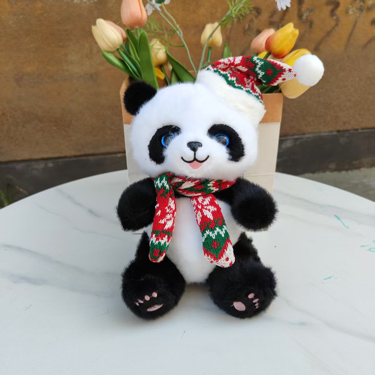 Regalos de Navidad Papá Noel juguetes de peluche bufandas rojas lindas pingüinos osos polares muñecas al por mayor