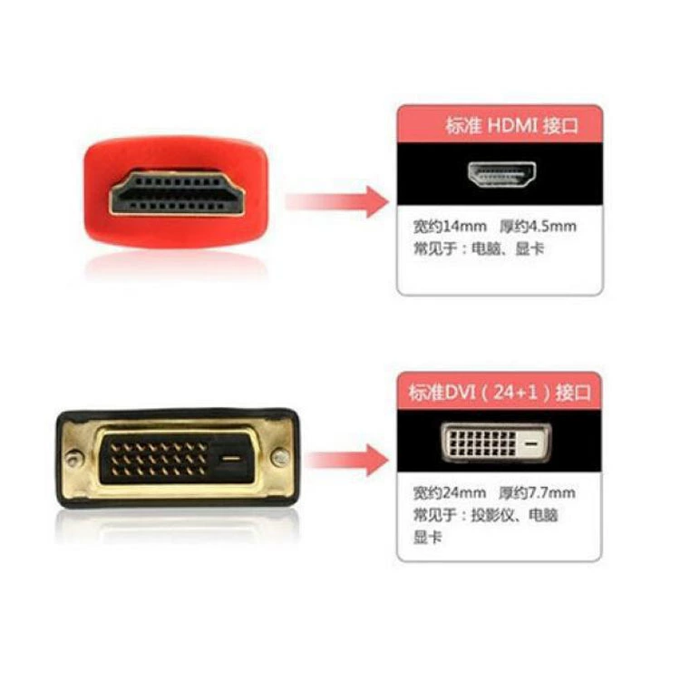 HDMI в линию DVI, DVI в HDMI, подключение компьютера к телевизору высокого разрешения до 1,5 м