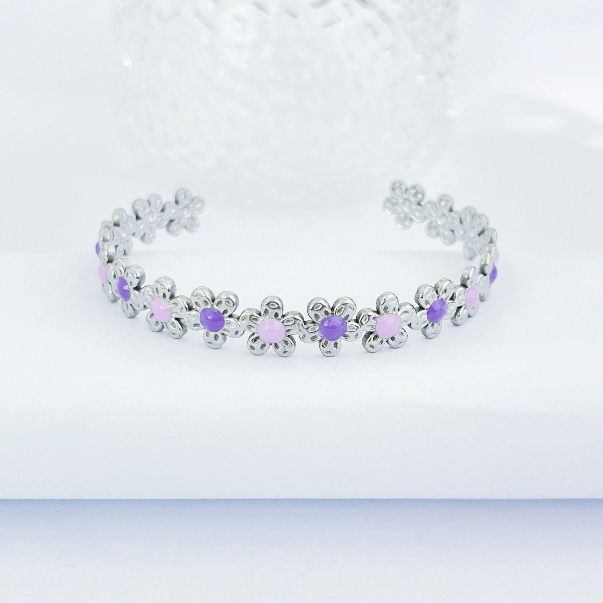 Pulsera de aceite de goteo de acero inoxidable clásico, joyería de todo fósforo para mujer, apertura de acero de titanio de alto valor, joyería no decolora al por mayor