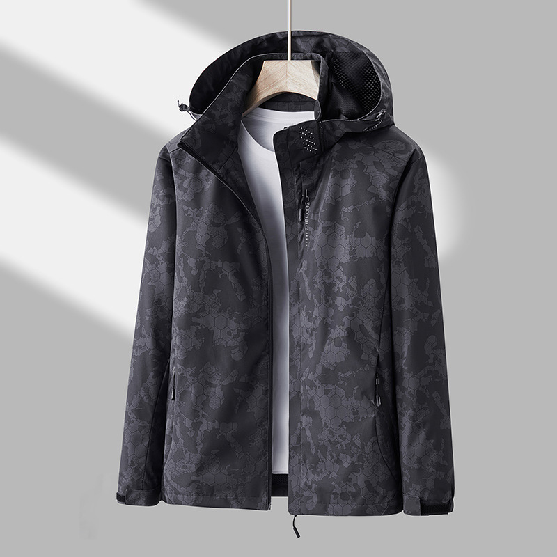 2022 primavera y otoño chaqueta de pareja de camuflaje de hoja de arce delgada chaqueta de cáscara suave de una sola capa para hombres y mujeres ropa deportiva al aire libre al por mayor image 3