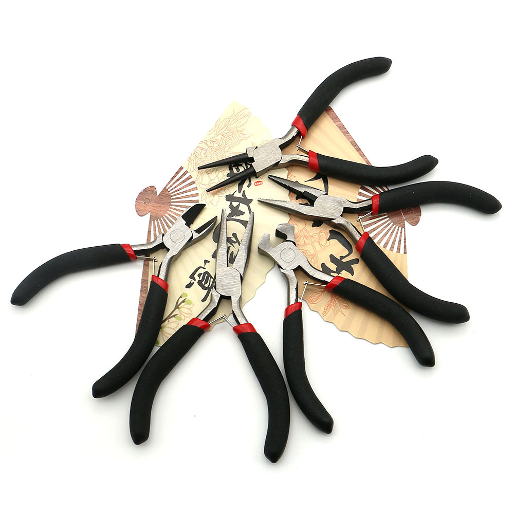 多功能五件套斜口钳 顶切钳 弯嘴钳 尖嘴钳DIY制作首饰品工具批发