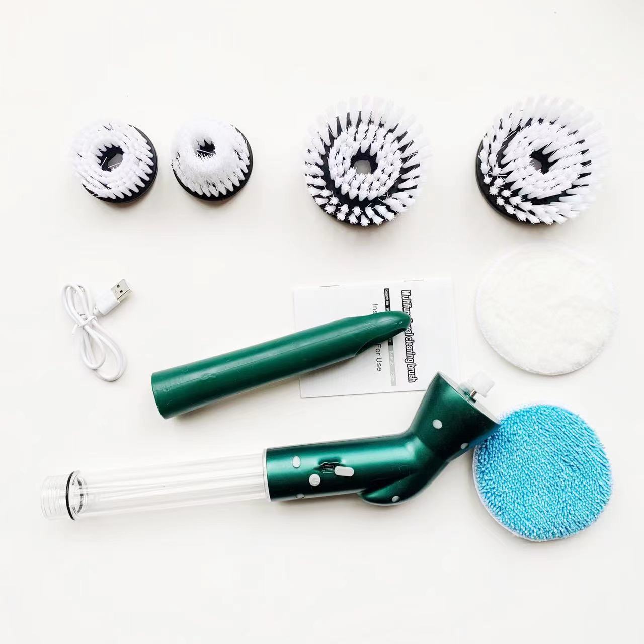 Y cepillo de limpieza eléctrico multifuncional inalámbrico para baño, mango largo de mano, limpieza telescópica giratoria automática, cepillo para baño