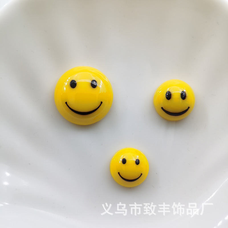 Happy Expression Smiley Resin Accessories DIY Pendant Shoe Flower Material Flower Heart Jewelry Stationery Hairpin Patch