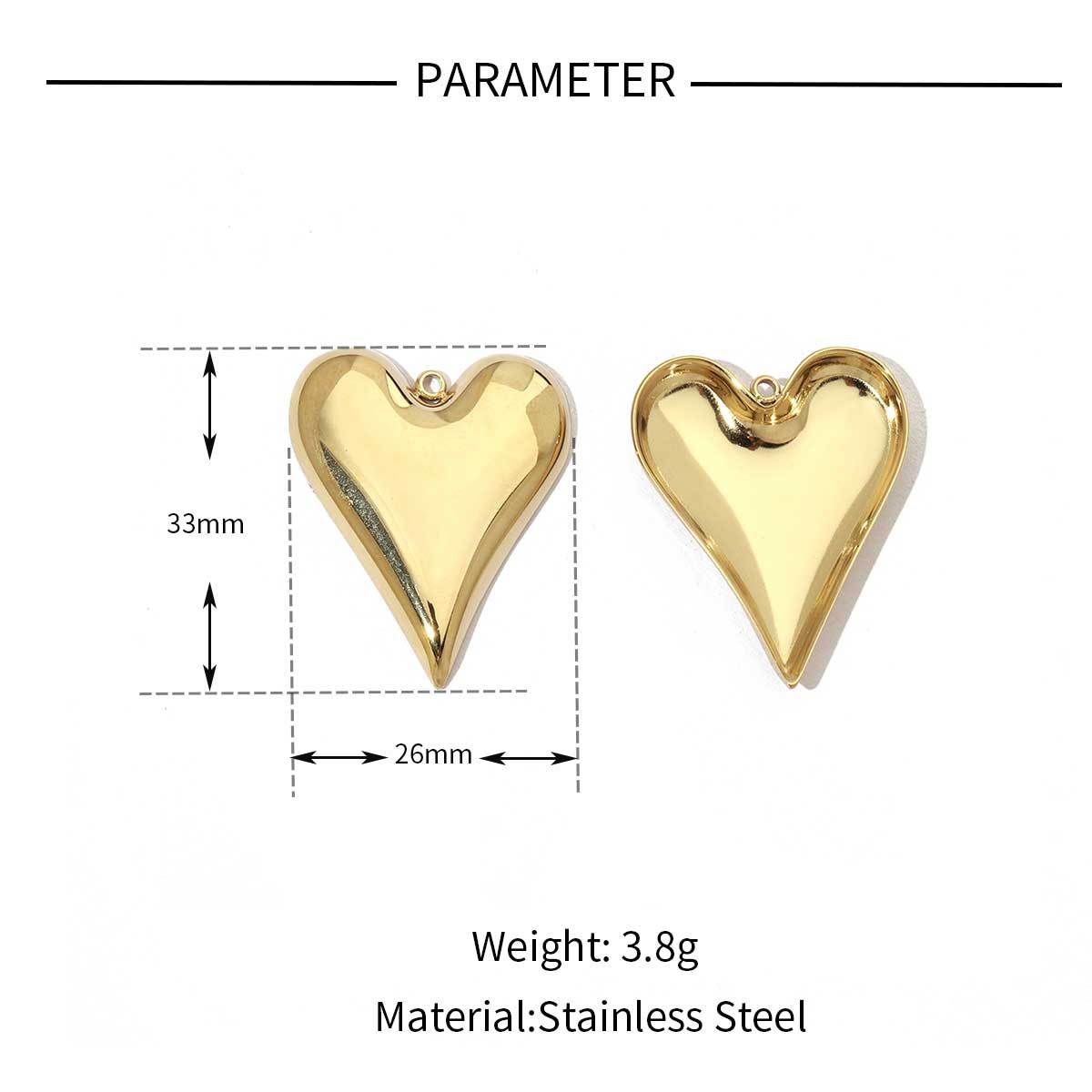 12g Weight Pendant Jewelry Making Type 18*10mm, 20*14mm, 22 * 27mm Jewelry Making Size DIY Jewelry Accessories Classification 3 PCS/Package Quantity Titanium Steel Material Geometric, Heart Shape Pattern Plating Design Elegant, Simple Style, Streetwear Style 3 PCS/Package 18*10mm 20*14mm 22 * 27mm Titanium Steel Geometric Heart Shape Pendant 13