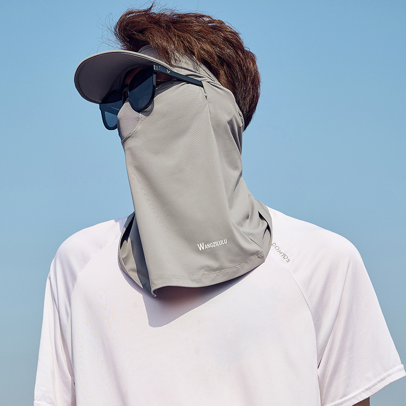 Summer Ice Silk Sun Protection Face Mask for Men and Women, Breathable Full Face Coverage for Driving and Cycling, UV Protection, Long Neck