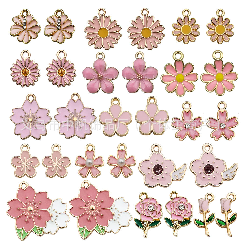 Enamel, Inlay Design 1 Piece 11.4*14.6mm 16 * 18 Mm 9*18mm Alloy Rhinestones Flower Pendant