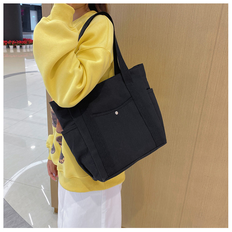 New canvas bag for women, ins forest style single-shoulder bag, large capacity for books, student commuting bag for classes, hand-held cloth bag undefined