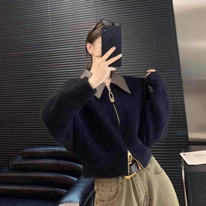 ヨーロッパの高級感のあるPOLOの襟はニットのカーディガンのダブルファスナーをつなぎ合わせます。|undefined