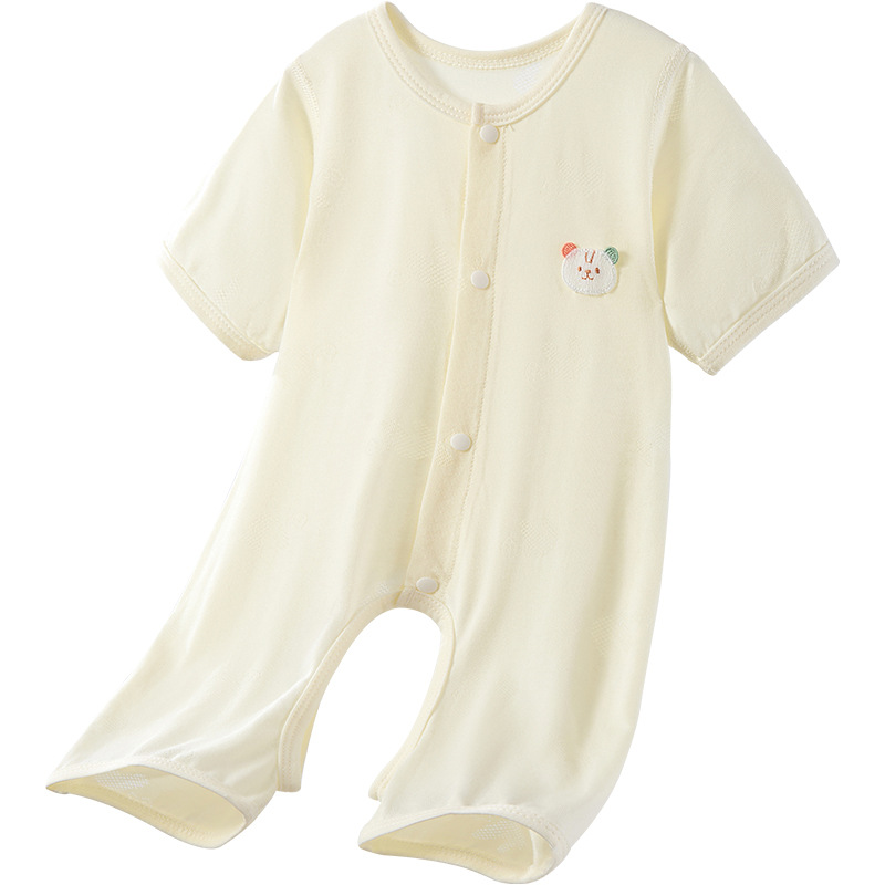 Mono de bebé verano hombres y mujeres niños pequeños estilo delgado transpirable de manga corta con entrepierna abierta mampara recién nacido ropa de verano para bebés