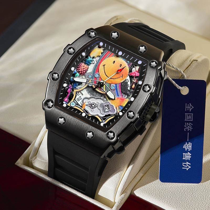 Smiley Richard Series Men's Watch Casual Fashion Quartz Watch Domineering Luminous Barrel-Shaped Watch Foreign Trade Hot Model