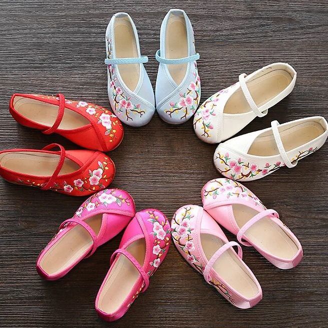 Children's embroidered shoes