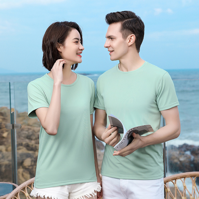 Summer solid color polo with a round collar for men and women