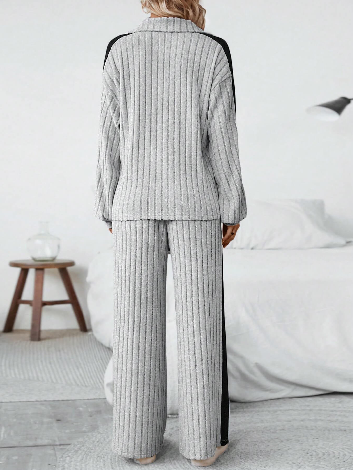 Women's Clothing large size casual suits for women autumn new high end design sweater wide leg pants two piece suit_voghion.com