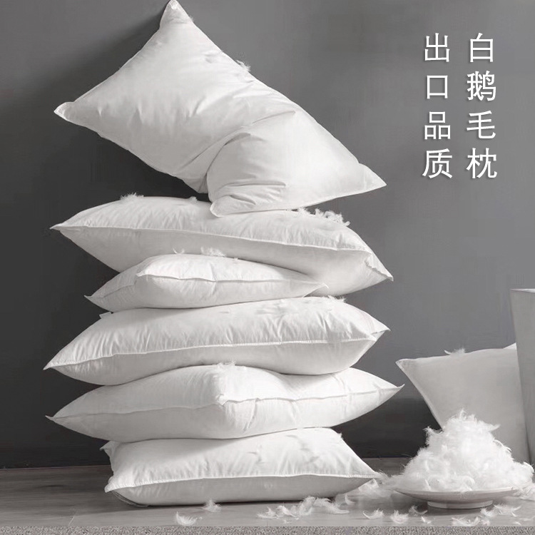Cross-Border Export Goose Feather Pillow Core 45X45 50 Square White Goose down Pillow Hotel Sofa Waist Cushion Core