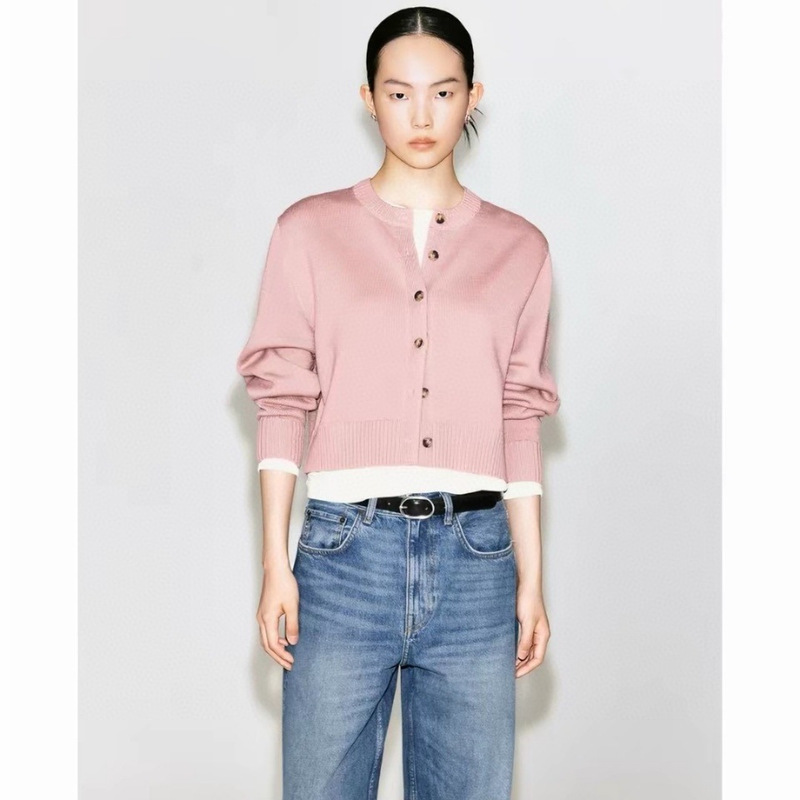 COS style women's clothing, same style as in the mall, casual fit, wool blend, round neck knitted cardigan, new autumn 2026 product COS style women's clothing, same style as in the mall, casual fit, wool blend, round neck knitted cardigan, new autumn 2026 product