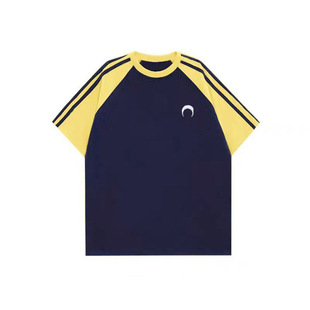 Summer New Raglan Pure Cotton Short-Sleeved T-Shirts for Men and Women, Trendyy Splicing Contrasting Color Couple Oversize Tops