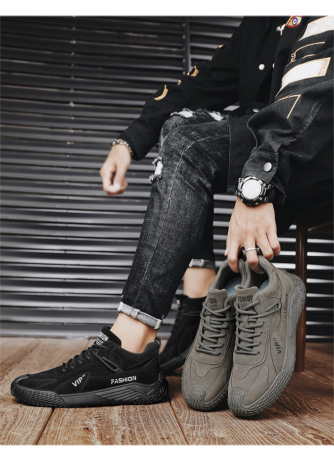 Giày nam cổ thấp da tổng hợp đế cao su chống trượt, kiểu dáng thể thao casual — K2373 màu kaki, K2373 màu xám, K2373 màu đen chi tiết 4