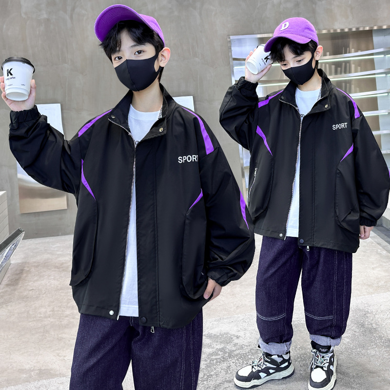 Jungenmantel 2024 Neuware, Windjacke im Mid-Spring-Herbst-Stil, robuste und hübsche Kinderjacke mit großen Taschen,_voghion.com