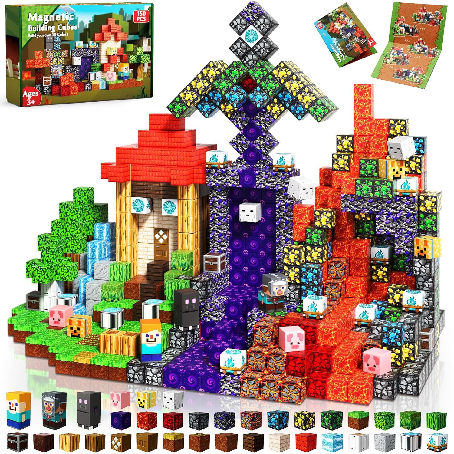 Bloques Magnéticos de Construcción de Castillo My Mini World de Amazon, Azulejos Magnéticos, Juguete de Bloques de Construcción Magnéticos DIY para Niños