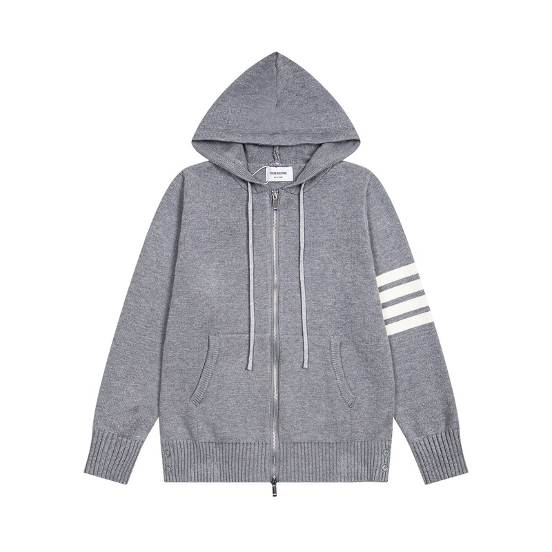 Correct Top Version 1.1 Tom Brown Tb Sailing Hooded Cardigan Color-Blocked Zip-Up Knit Sweater Jacket