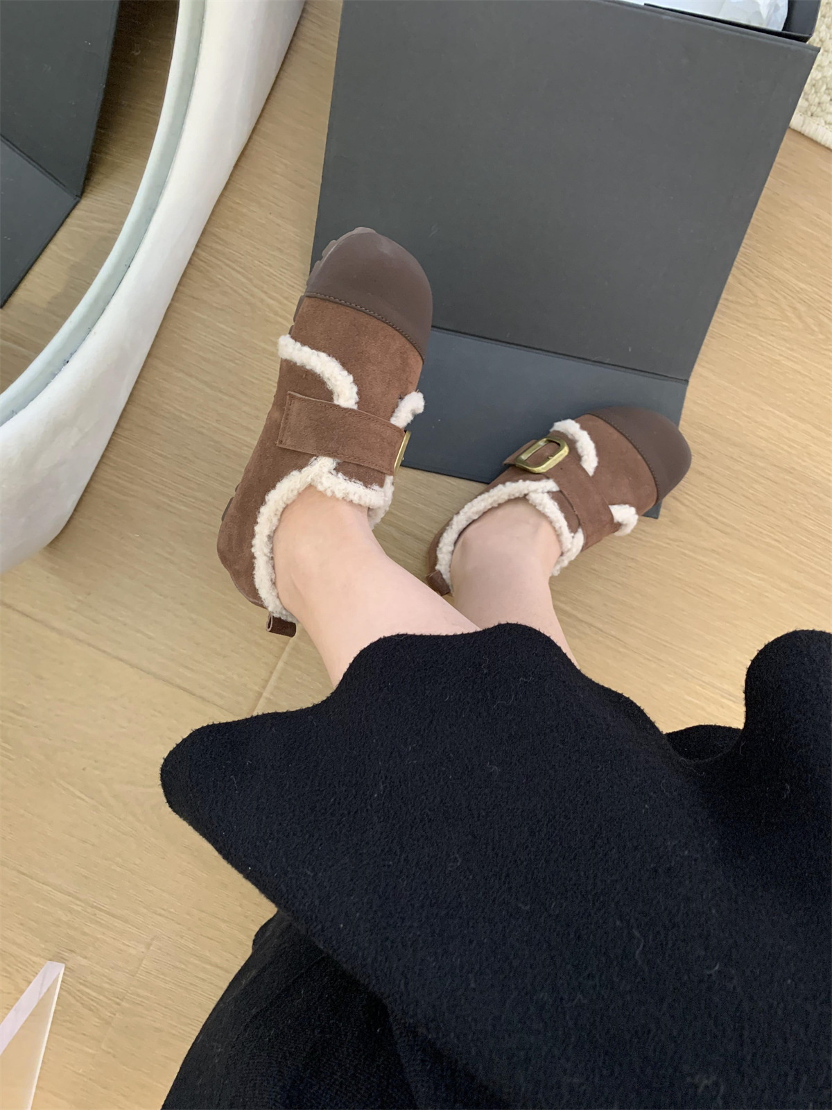 Scarpe basse donna tipo bean shoes foderate in peluche inverno_voghion.com