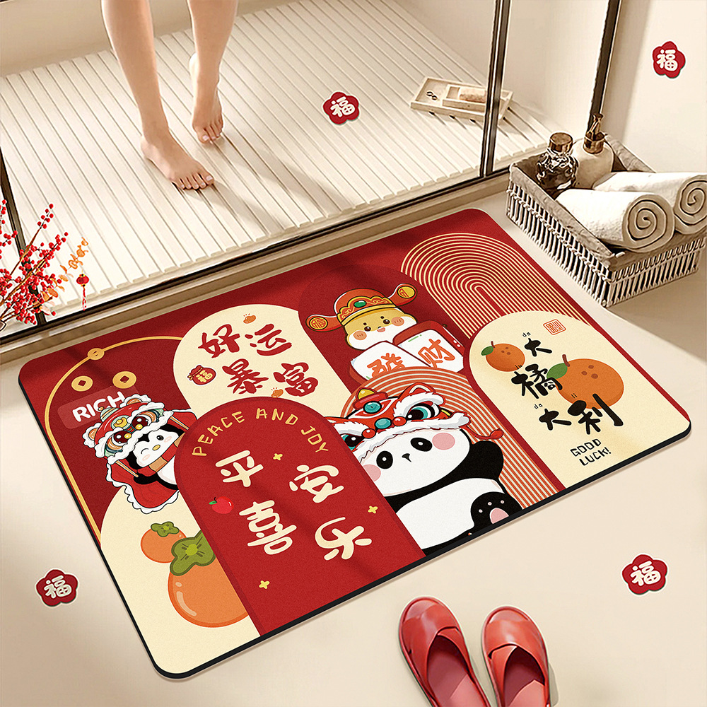 Baño de barro de diatomeas alfombra de suelo de absorción de agua Año Nuevo Festival de Primavera inodoro puerta inodoro antideslizante alfombra de boda alfombra festiva