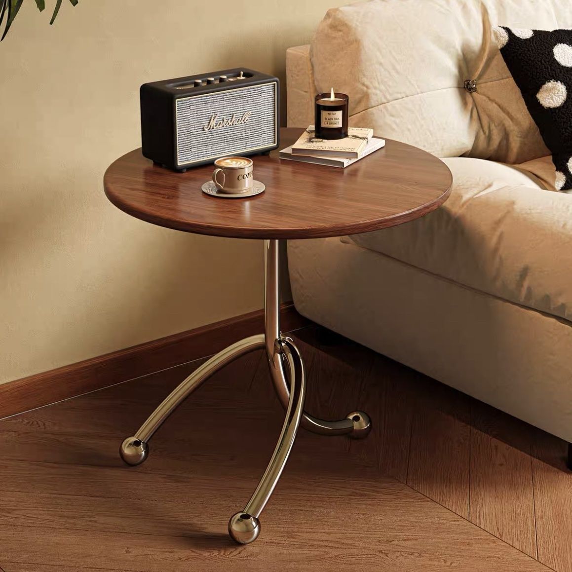 Retro Small Coffee Table, Classical Style Living Room Side Table, Balcony Bay Window Bedside French Small Round Table, Internet Celebrity Table