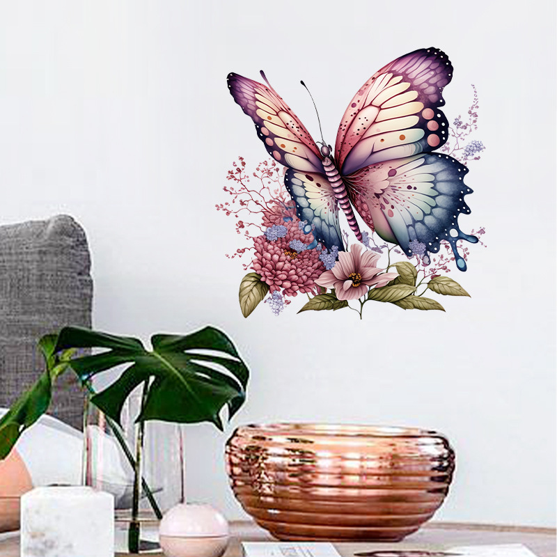 Huizhicai Cross-border Hand-painted Butterfly Warm Bedroom Window Stickers Background Wall Decoration Bathroom Tile Toilet Decoration