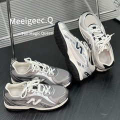 老爹鞋女夏网面透气阿甘鞋2025时尚新款平底小个子显高休闲运动鞋