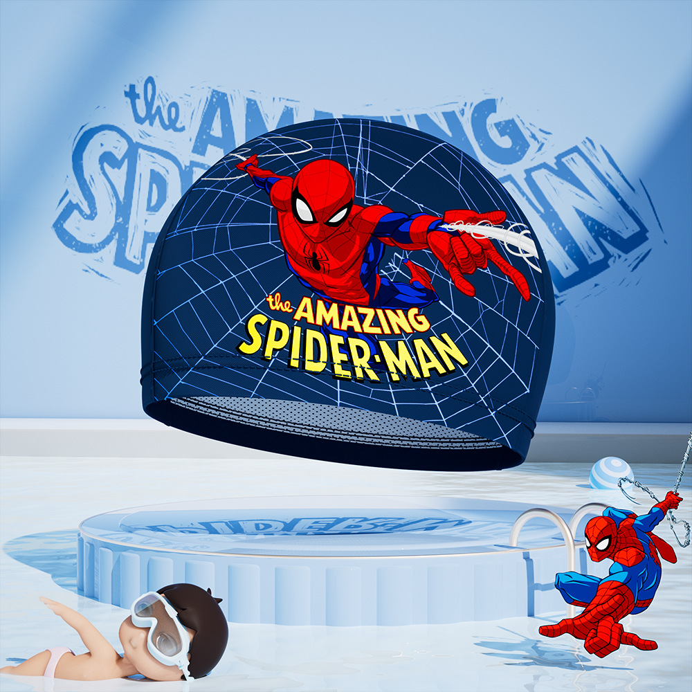 Gorro de natación para niños y niñas de Disney, tela cómoda que no aprieta la cabeza, nuevo estilo bonito para niñas con cabello largo, equipo de natación profesional.