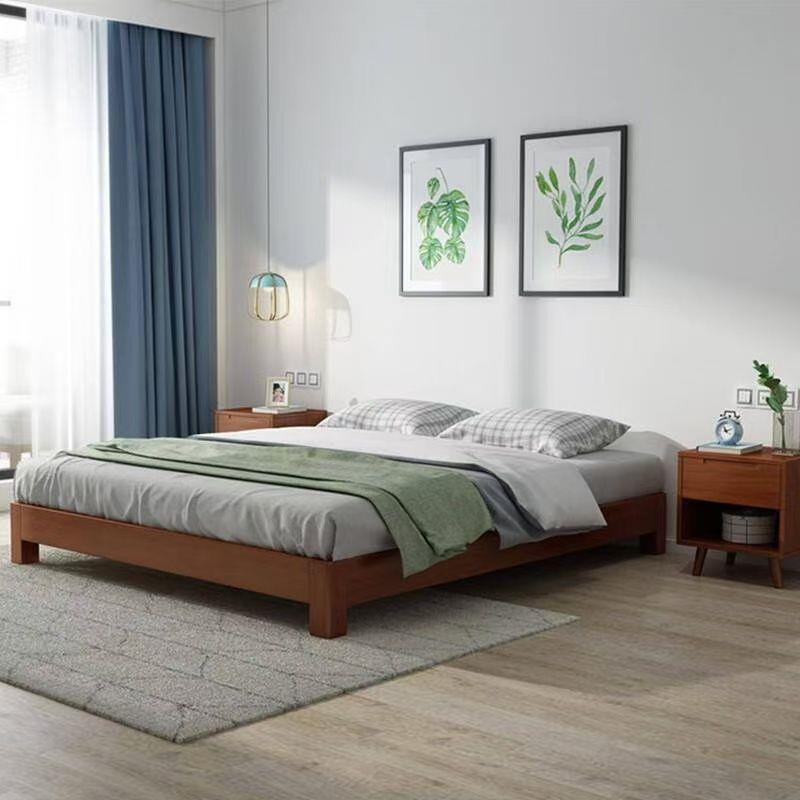 Cama de tatami sin cabeza de cama para alquilar cama doble, marco de cama a prueba de humedad, marco de cama moderno y simple.