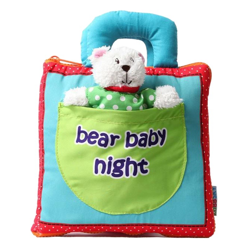 Oso libro de tela tridimensional Bebé bebé durmiendo libro de cuentos interactivo entre padres e hijos Ilustración educación preescolar libro de tela juguete