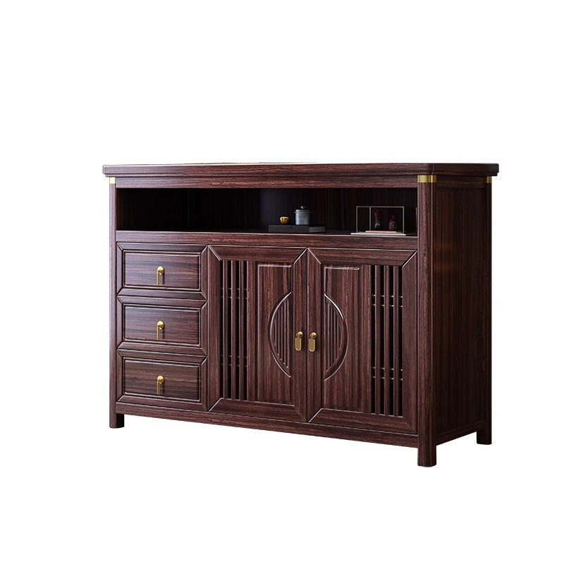 Nuevo comedor de madera de ébano de estilo chino, sala de estar, dos puertas, tres bombas, almacenamiento, almacenamiento, armario de té, armario de cocina de alta gama